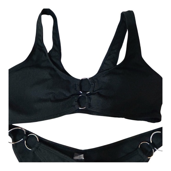 Black Two Piece Bikini Swimsuit with Ring‎ Detail - Beach, Pool Party - Picture 4 of 7